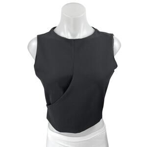 Zara Women's Black Sleeveless Pleated Cami Camisole Crop Blouse Tank Top Size M